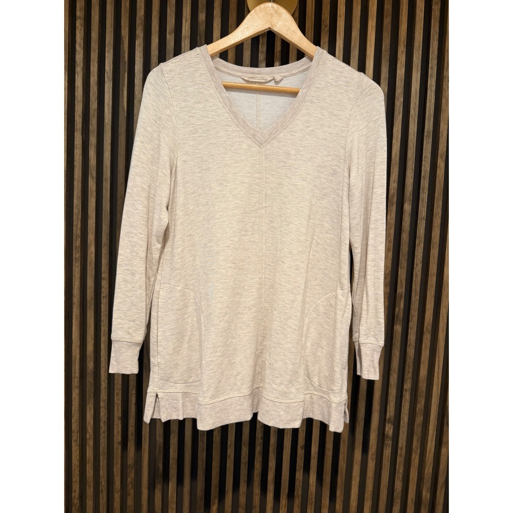 Soft Surroundings Beige V‎ Neck Long Sleeve Tunic Top Extra Small